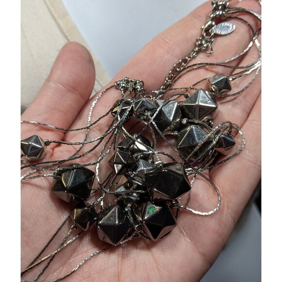 Ali-Khan New York Modern Layered Geometric Beaded Metallic Necklace - Picture 3 of 5